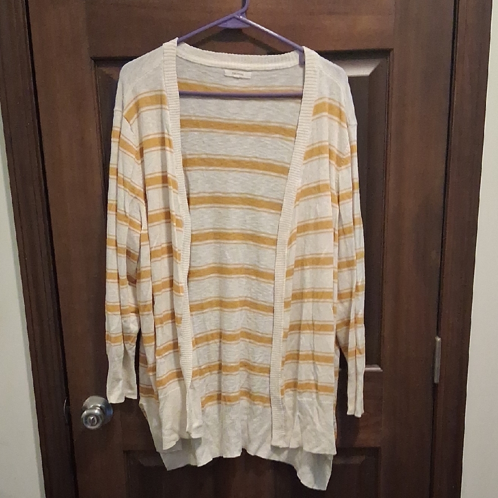 Maurices Cream and Yellow Knit Cardigan